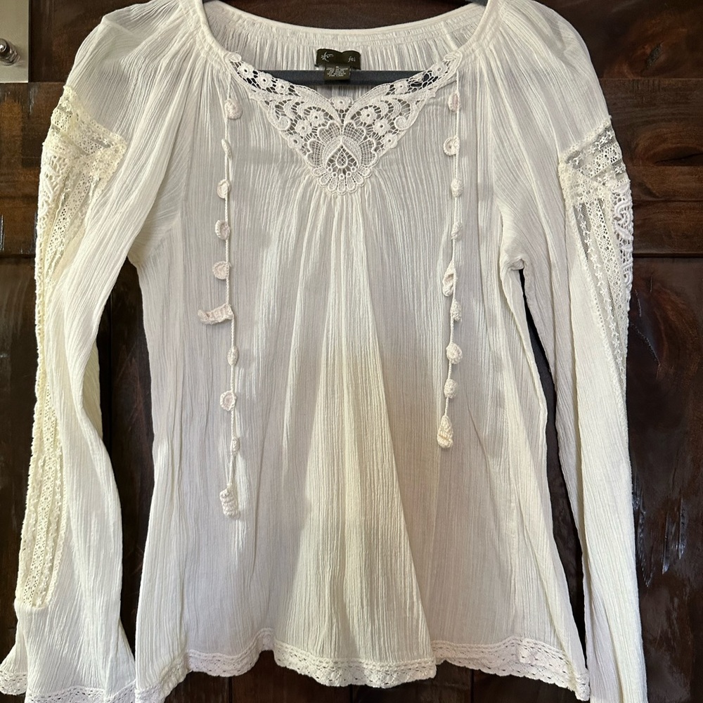 White Lace Detail Women's Top from Anthropologie